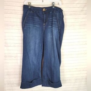 ONE 5 ONE WIDE LEG CROPPED CUFFED TROUSER JEANS, SZ 30